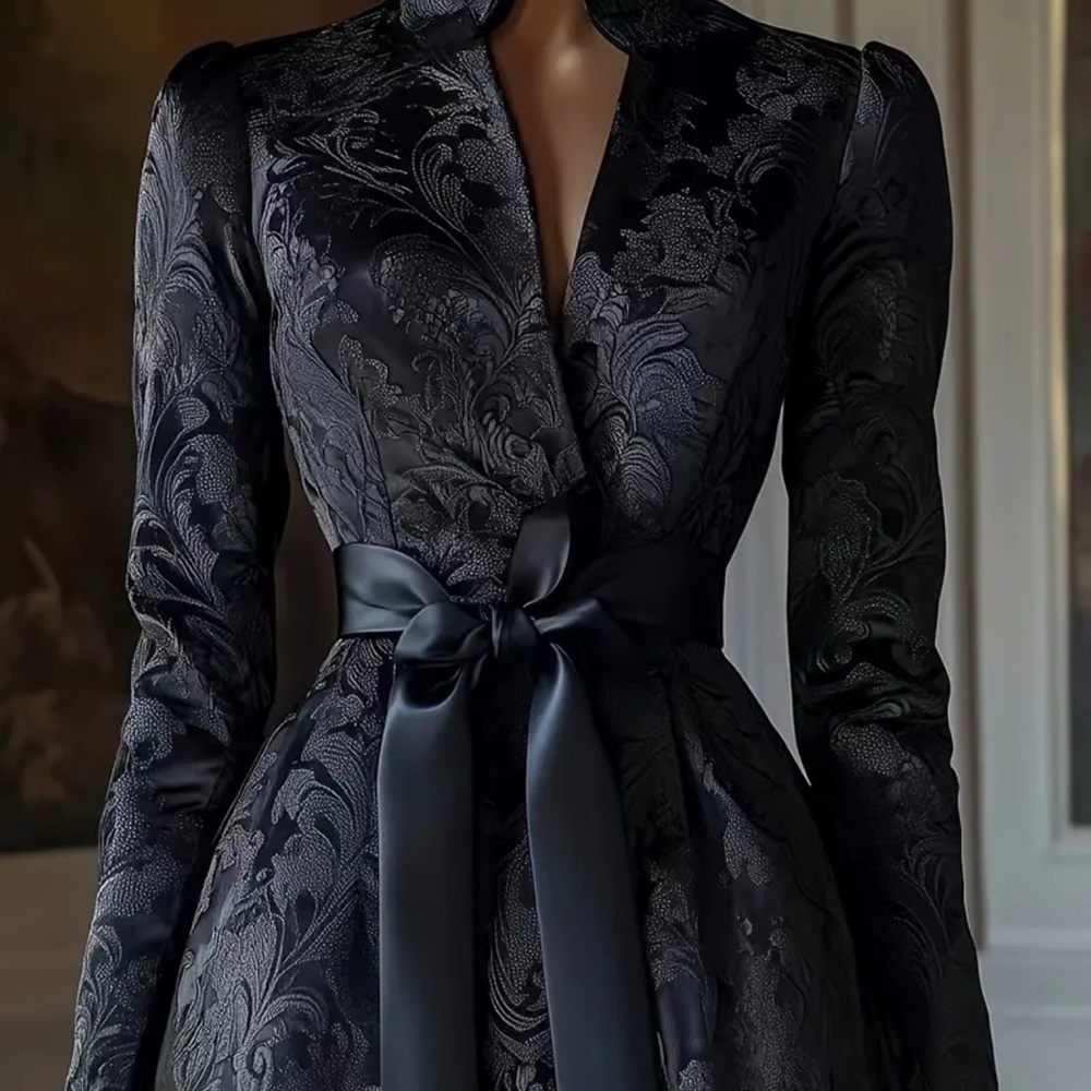 Elegant Black Jacquard Dress